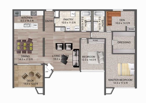 Floor plan for 2 beds, 2 baths, 2154 sqft